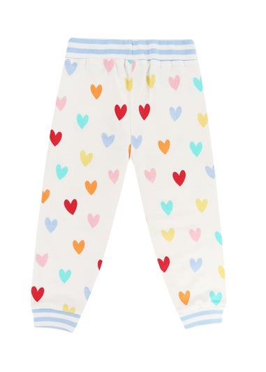Lilly & Sid White Heart Print Joggers (12 Months- 8 Years)