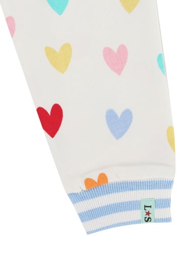 Lilly & Sid White Heart Print Joggers (12 Months- 8 Years)