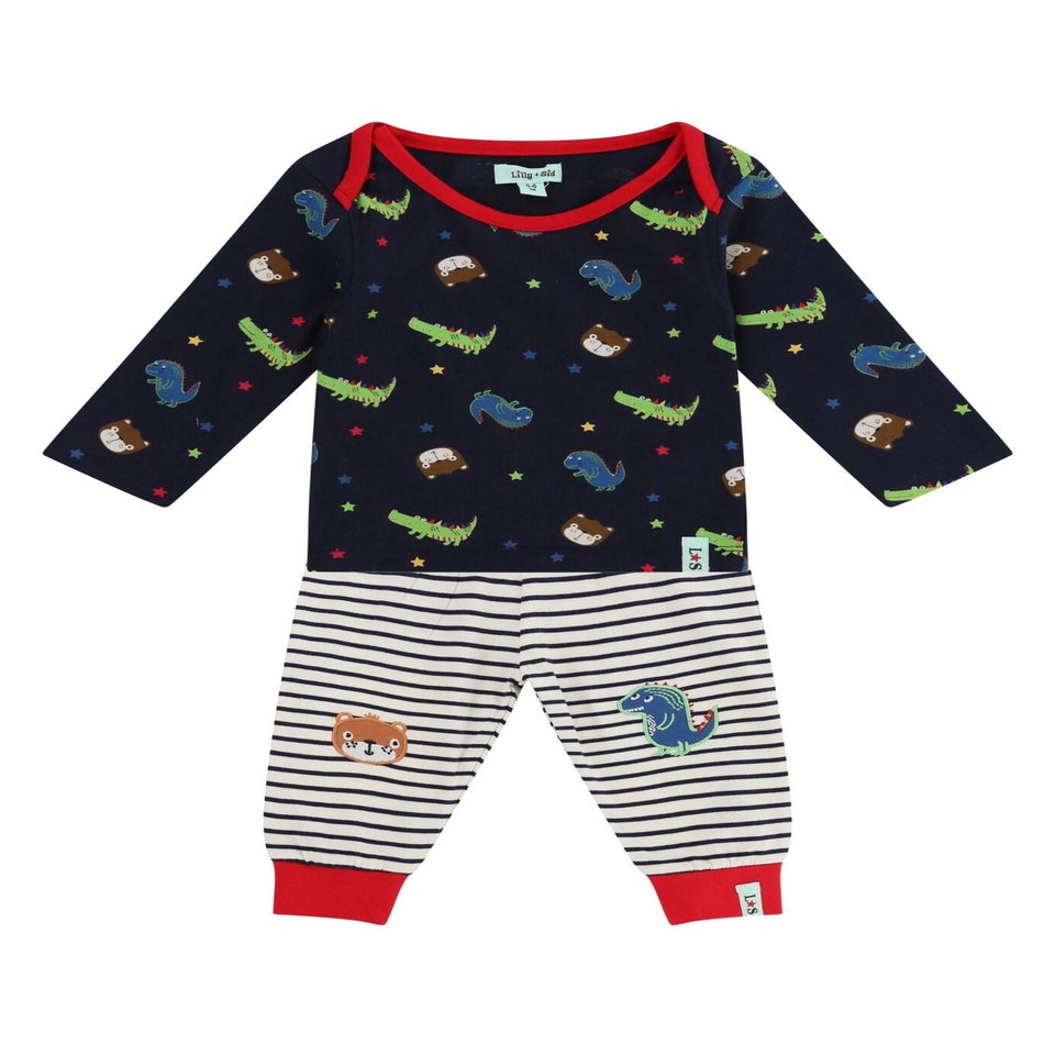 Lilly & Sid Multicoloured Dinosaur Print Top & Jogger Set (0- 24 Months)