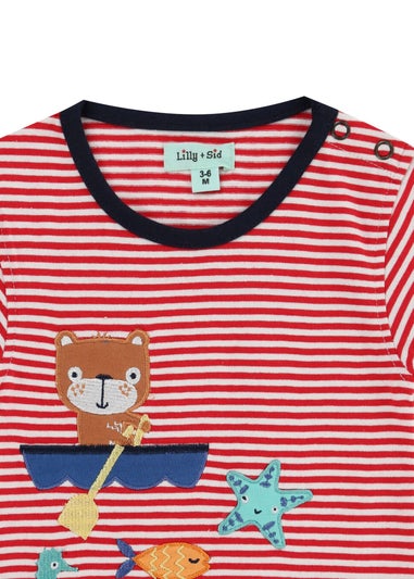Lilly & Sid Multicoloured Lilly On The Boat Applique Top & Short Set (0- 24 Months)