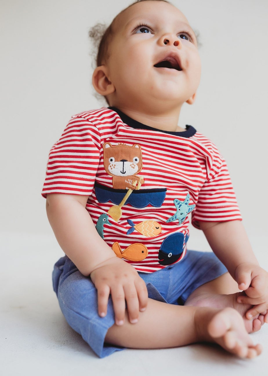 Lilly & Sid Multicoloured Lilly On The Boat Applique Top & Short Set (0- 24 Months)