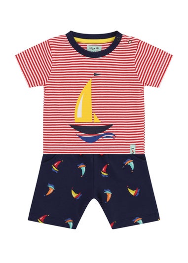 Lilly & Sid Multicoloured Boat Print Top & Short Set (0- 24 Months)