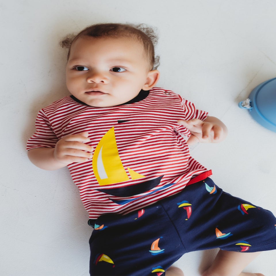 Lilly & Sid Multicoloured Boat Print Top & Short Set (0- 24 Months)