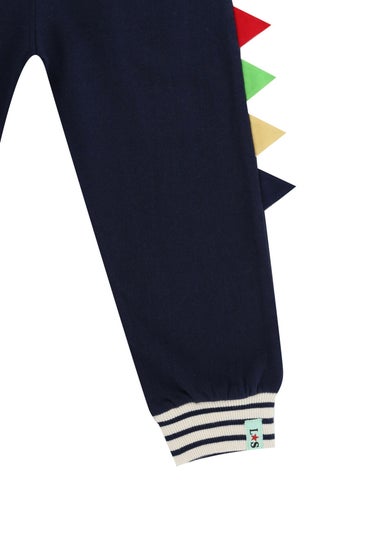 Lilly & Sid Navy Dinosaur Applique Joggers (6 Months- 8 Years)