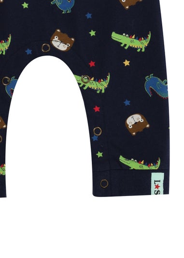 Lilly & Sid Navy Dinosaur Print Romper (0-12 Months)