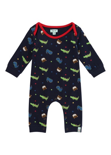 Lilly & Sid Navy Dinosaur Print Romper (0-12 Months)