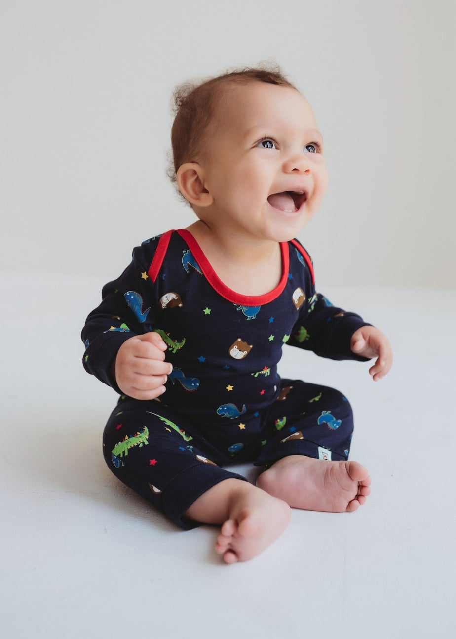 Lilly & Sid Navy Dinosaur Print Romper (0-12 Months)