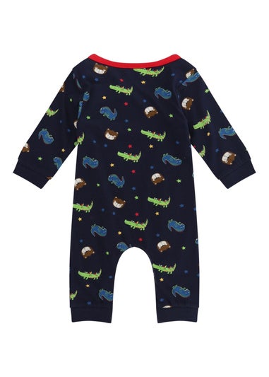 Lilly & Sid Navy Dinosaur Print Romper (0-12 Months)