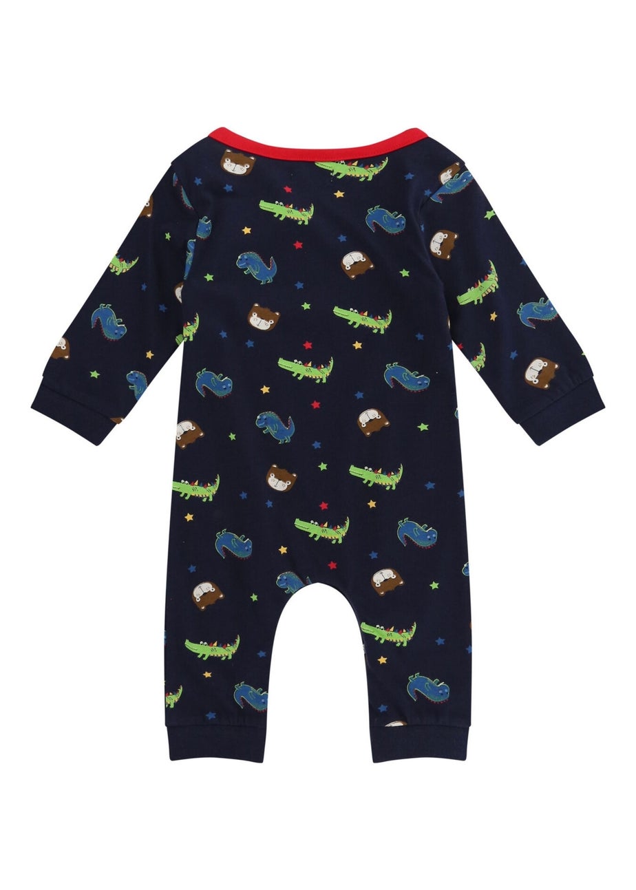Lilly & Sid Navy Dinosaur Print Romper (0-12 Months)