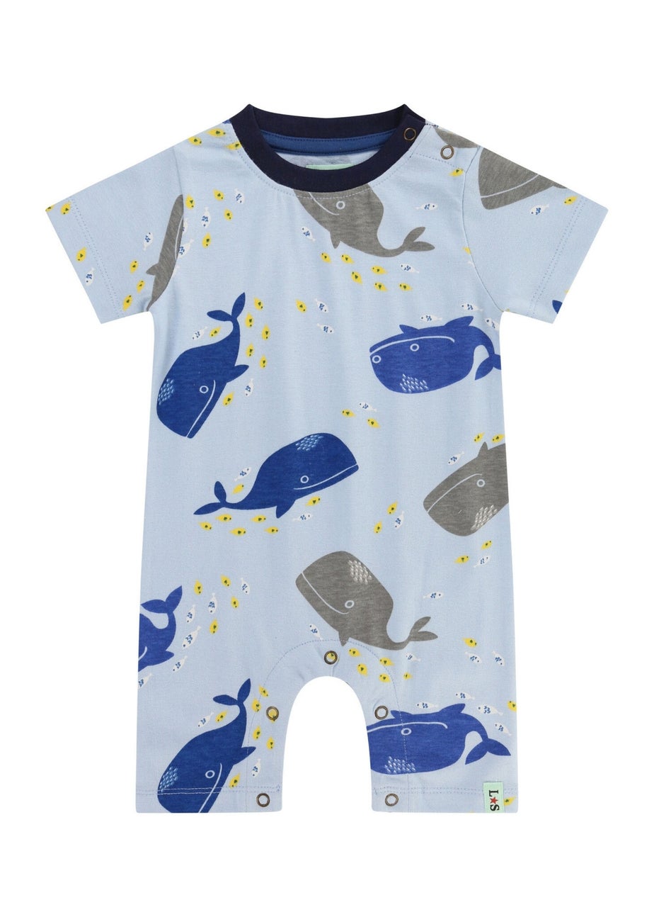 Lilly & Sid Multi Blue Whale Print Romper (0-12 Months)