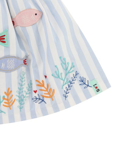 Lilly & Sid Organic Cotton Blue Fish Applique Skirt (24 Months- 7 Years)