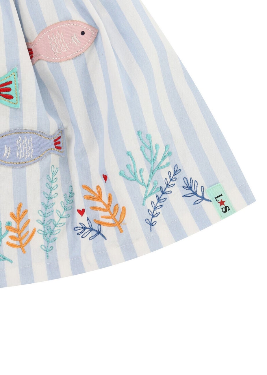Lilly & Sid Organic Cotton Blue Fish Applique Skirt (24 Months- 7 Years)