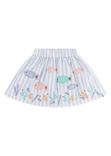 Lilly & Sid Organic Cotton Blue Fish Applique Skirt (24 Months- 7 Years)