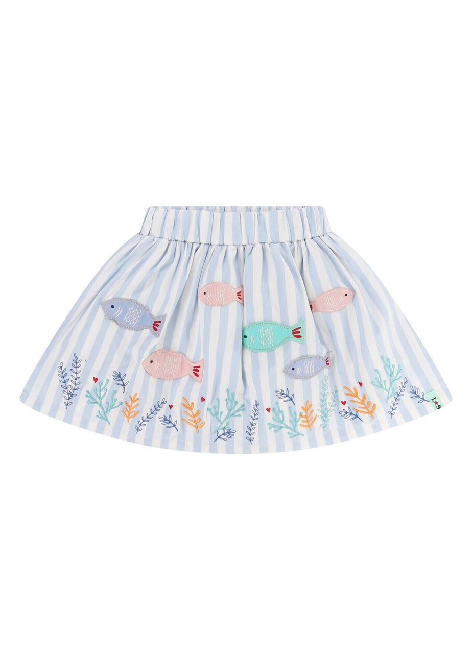 Lilly & Sid Organic Cotton Blue Fish Applique Skirt (24 Months- 7 Years)
