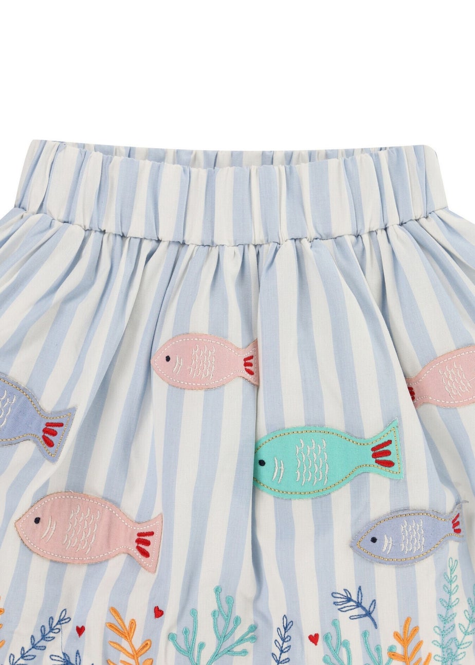 Lilly & Sid Organic Cotton Blue Fish Applique Skirt (24 Months- 7 Years)