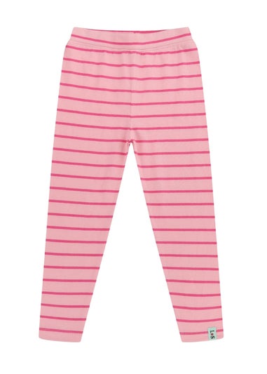 Lilly & Sid Pink Lilly Applique & Stripe Print Leggings 2 pack (24 Months- 8 Years)