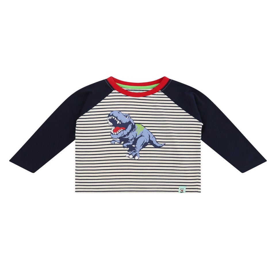 Lilly & Sid Organic Cotton Multicoloured Dinosaur Print Top (0-8 Years)