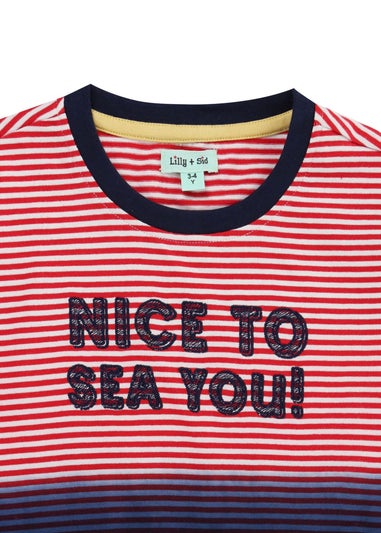 Lilly & Sid Multi Coloured Nice To Sea You Slogan Print T Shirt (0-8 Years)