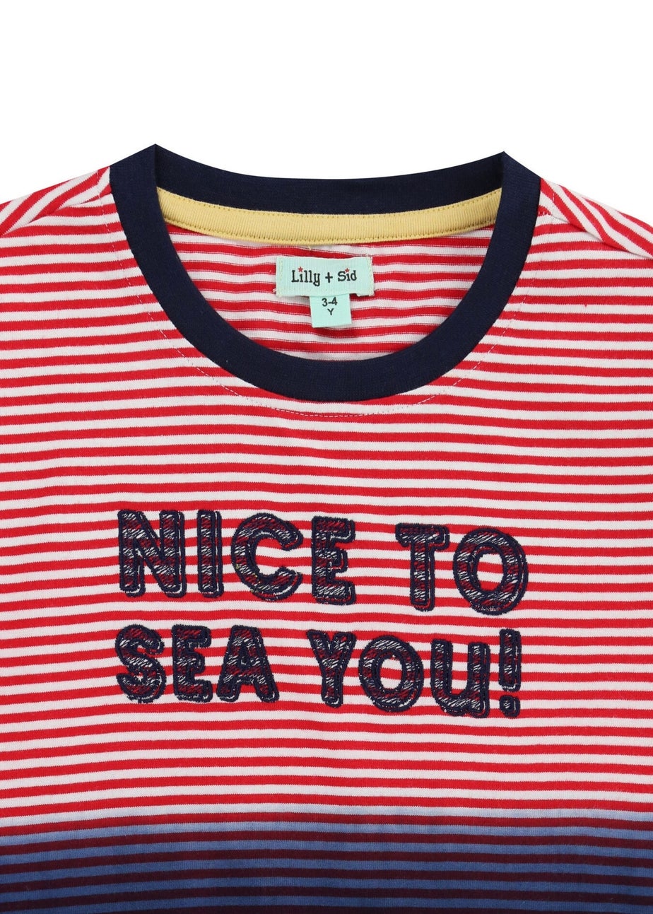 Lilly & Sid Multi Coloured Nice To Sea You Slogan Print T Shirt (0-8 Years)