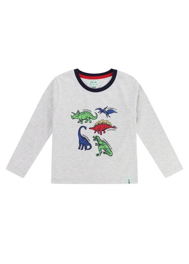 Lilly & Sid Grey Dinosaur Print Top (0-8 Years)