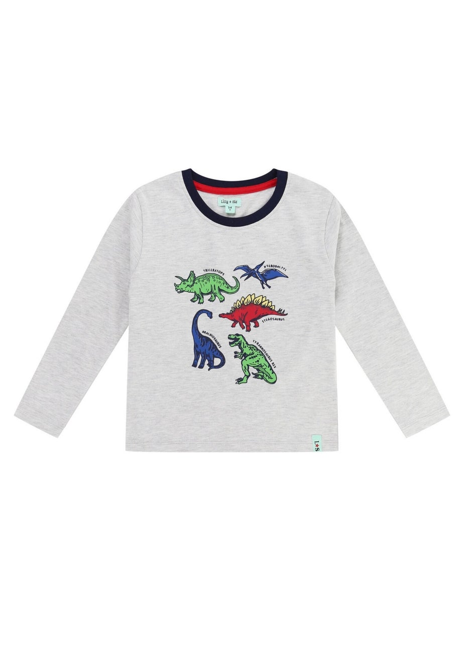 Lilly & Sid Grey Dinosaur Print Top (0-8 Years)
