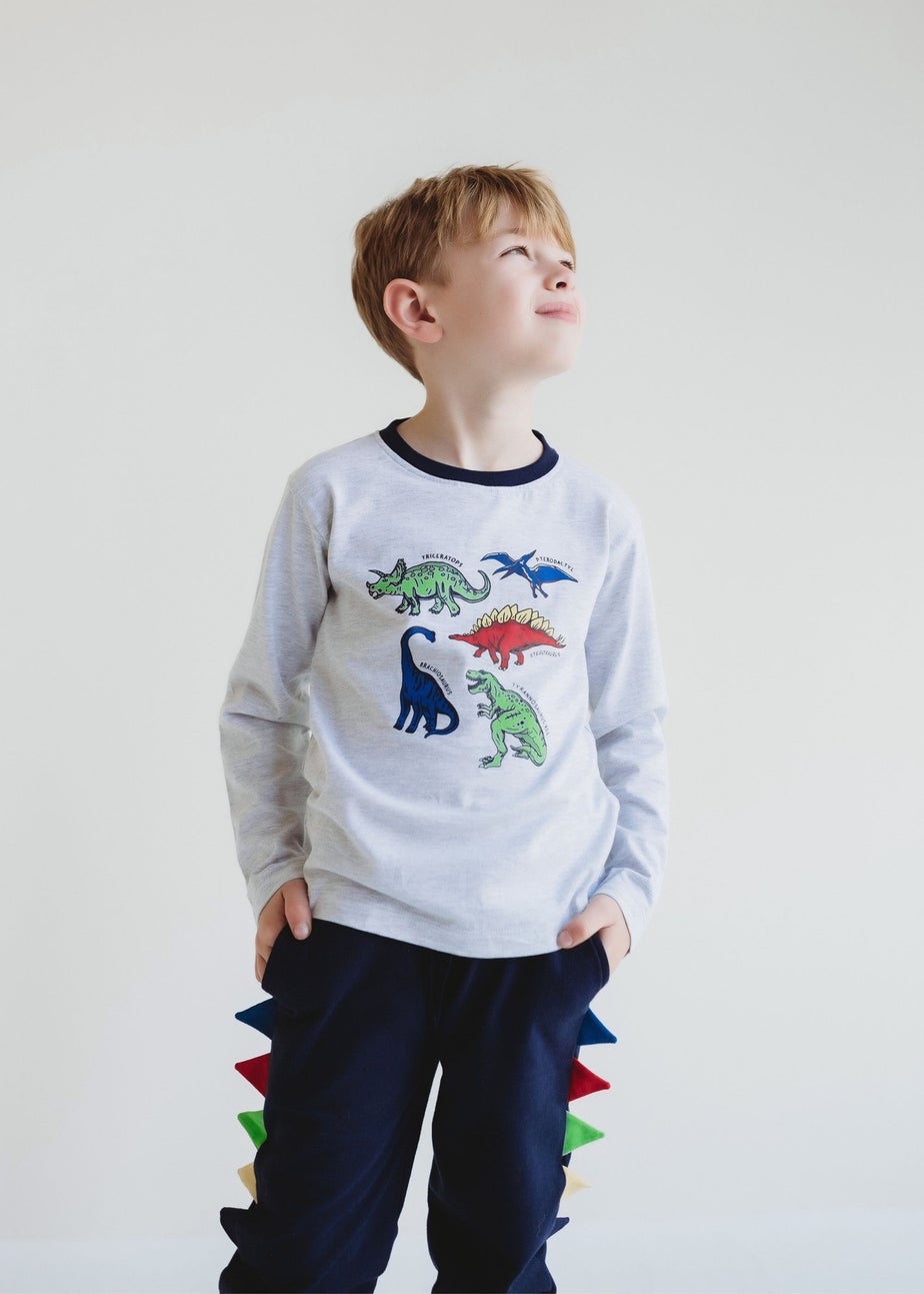 Lilly & Sid Grey Dinosaur Print Top (0-8 Years)