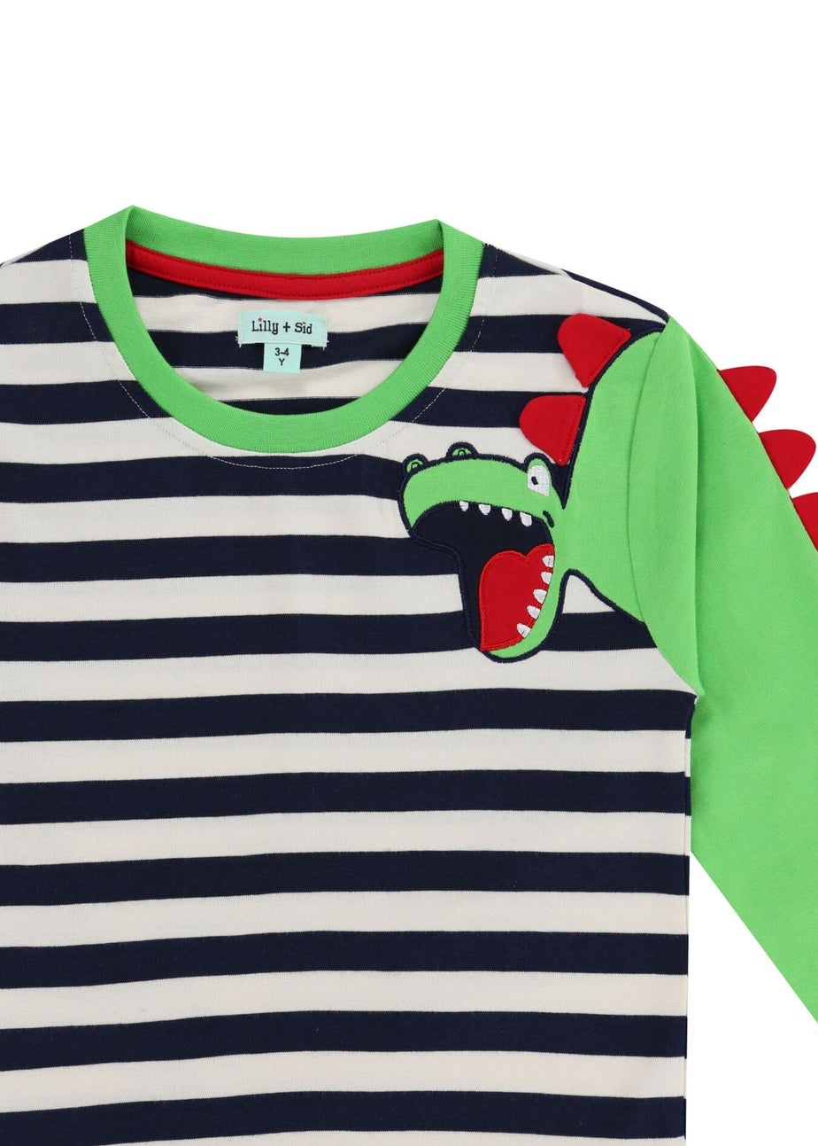 Lilly & Sid Multicoloured Dinosaur Applique Top (6 Months- 7 Years)