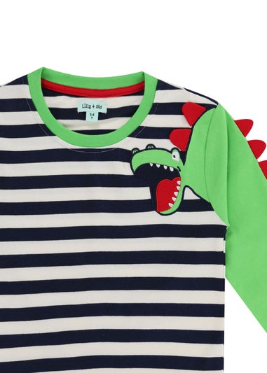 Lilly & Sid Multicoloured Dinosaur Applique Top (6 Months- 7 Years)