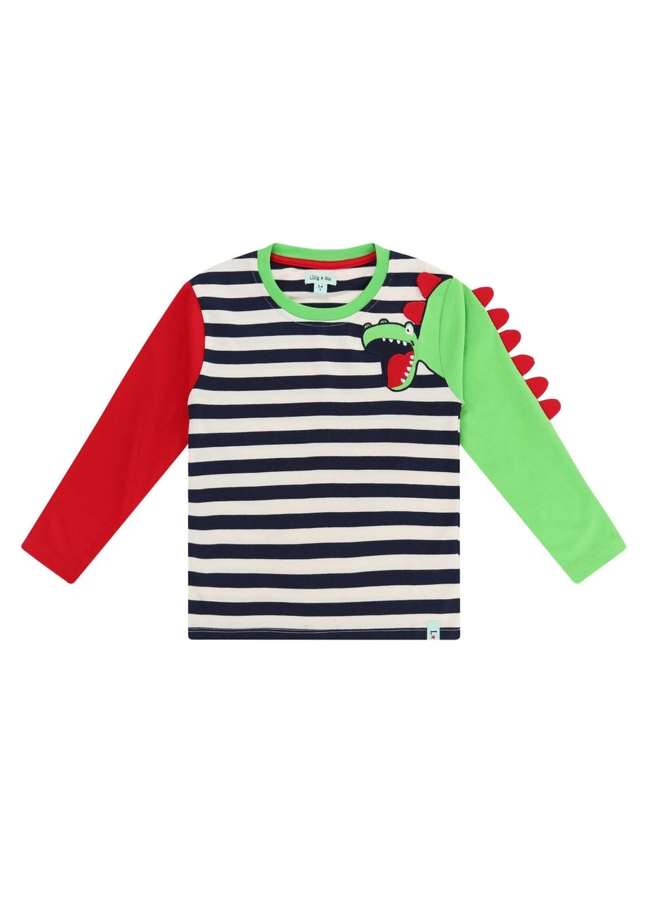 Lilly & Sid Multicoloured Dinosaur Applique Top (6 Months- 7 Years)