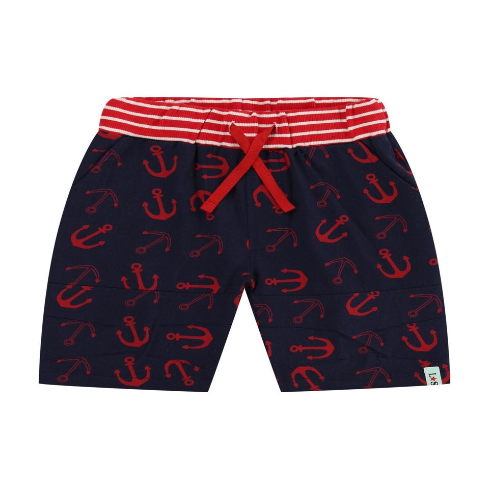 Lilly & Sid Navy Anchor Print Shorts (24 Months- 8 Years)