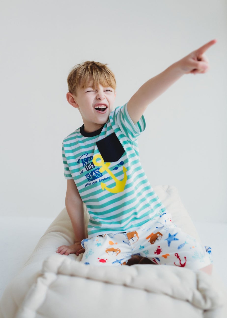 Lilly & Sid Green Sail The Seas Slogan T Shirt (0-8 Years)