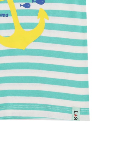 Lilly & Sid Green Sail The Seas Slogan T Shirt (0-8 Years)