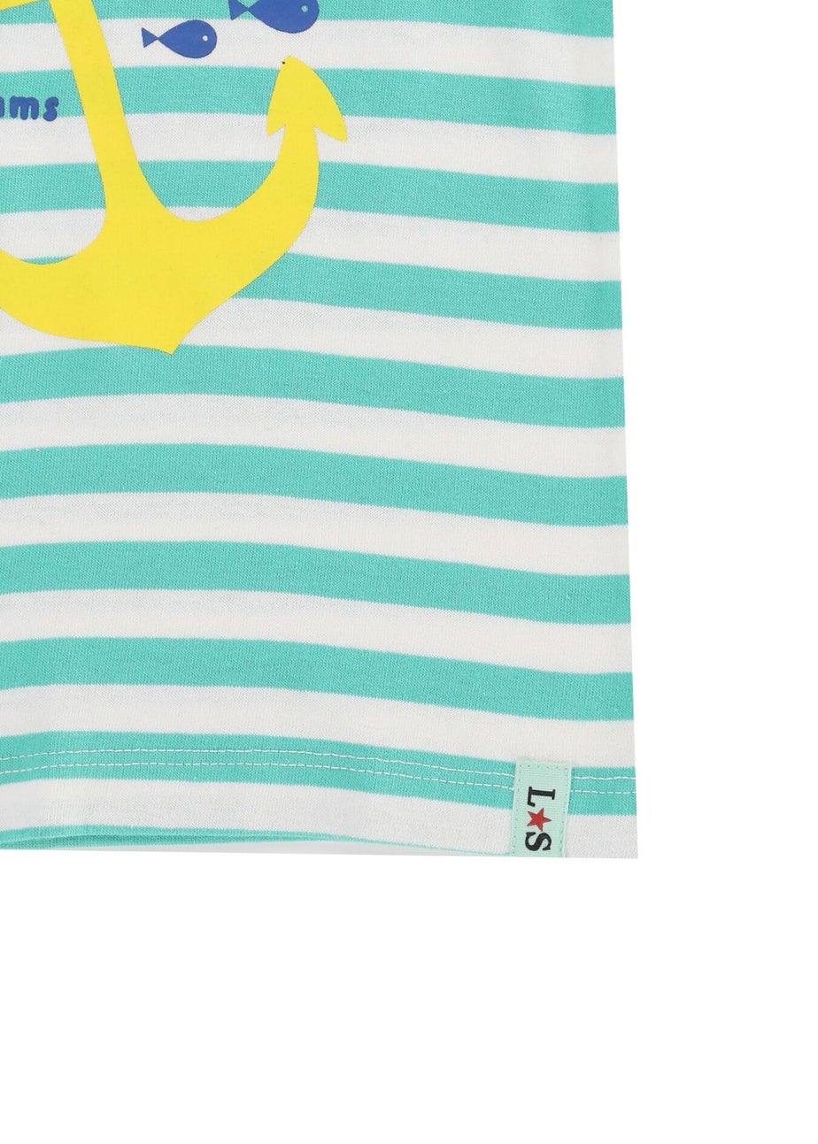 Lilly & Sid Green Sail The Seas Slogan T Shirt (0-8 Years)