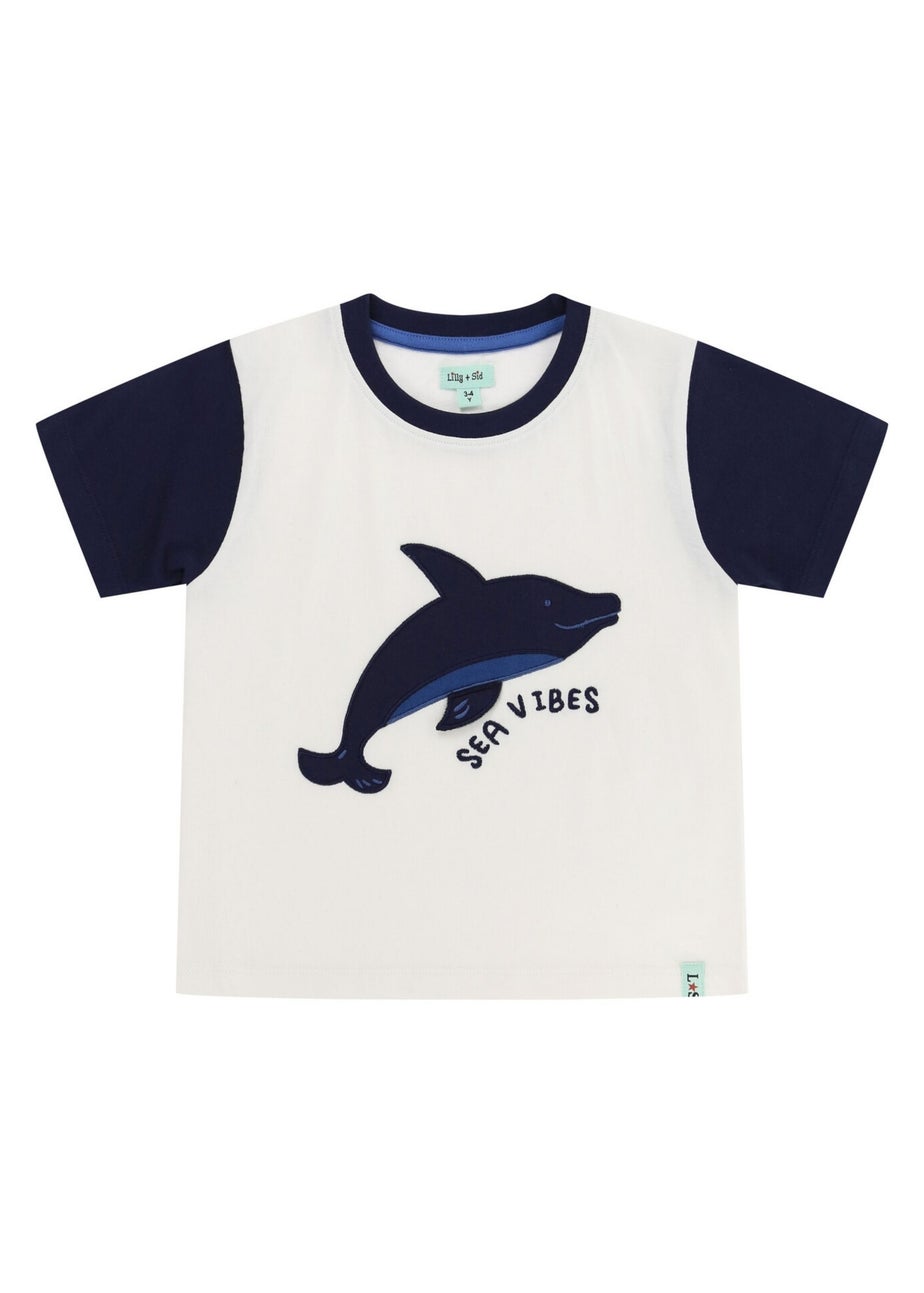 Lilly & Sid White Sea Dolphin Applique T Shirt (0-8 Years)