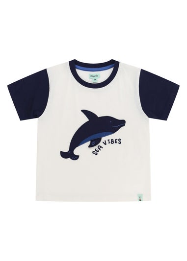 Lilly & Sid White Sea Dolphin Applique T Shirt (0-8 Years)