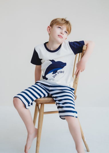 Lilly & Sid White Sea Dolphin Applique T Shirt (0-8 Years)