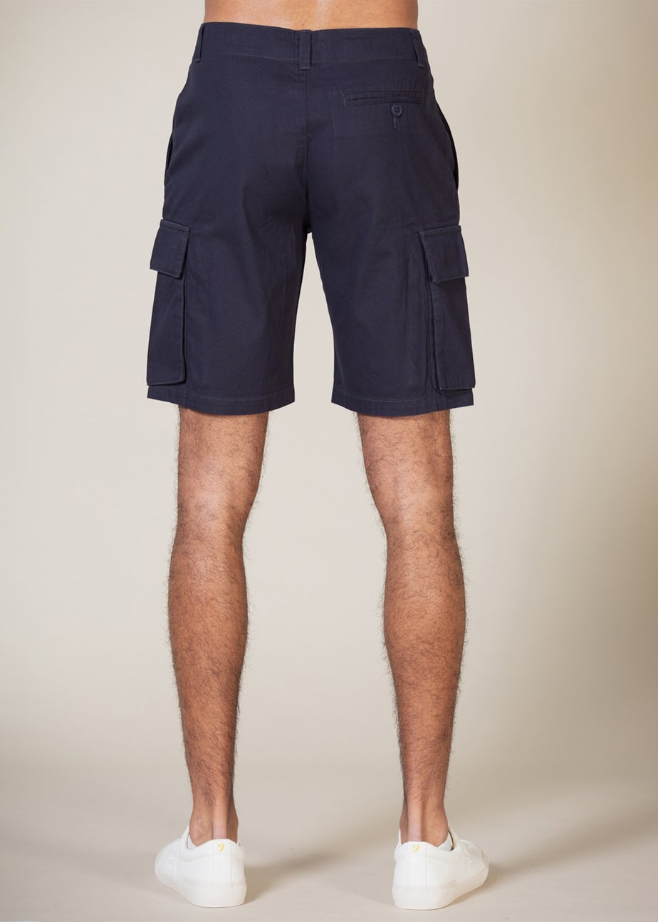 French Connection Navy Cotton Cargo Shorts 2 Pack