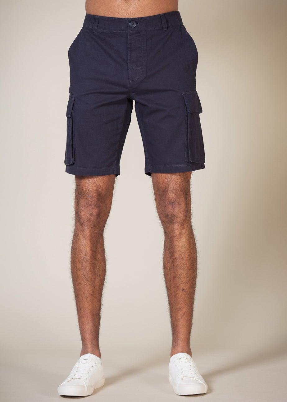 French Connection Navy Cotton Cargo Shorts 2 Pack