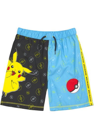 Pokemon Pikachu & Pokeball Kids Blue Swim Shorts (4-12 Years)