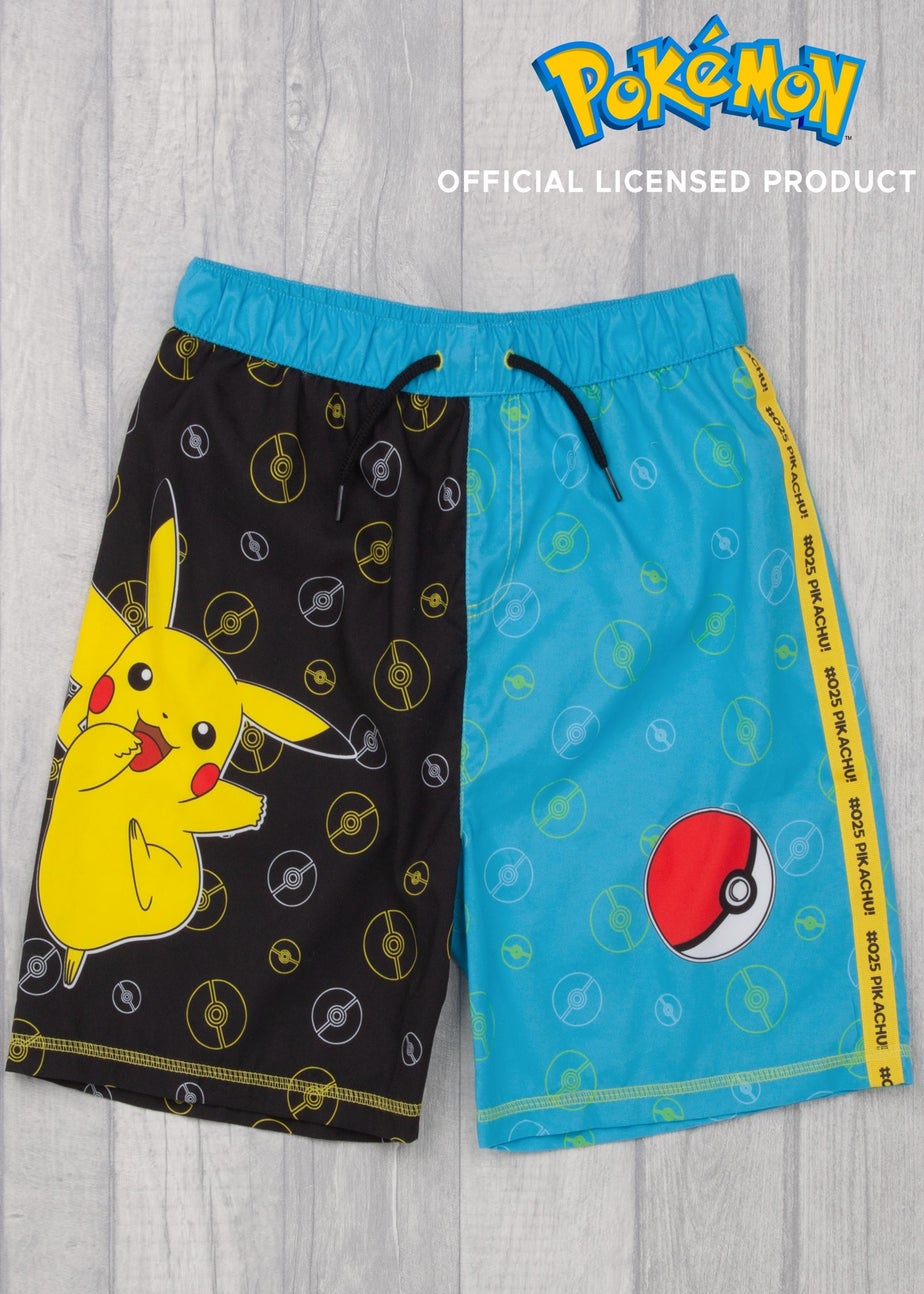 Pokemon Pikachu & Pokeball Kids Blue Swim Shorts (4-12 Years)