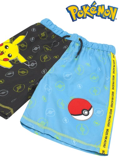 Pokemon Pikachu & Pokeball Kids Blue Swim Shorts (4-12 Years)