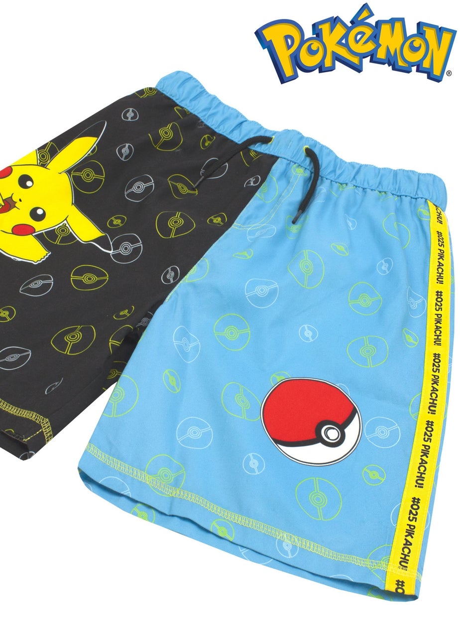 Pokemon Pikachu & Pokeball Kids Blue Swim Shorts (4-12 Years)