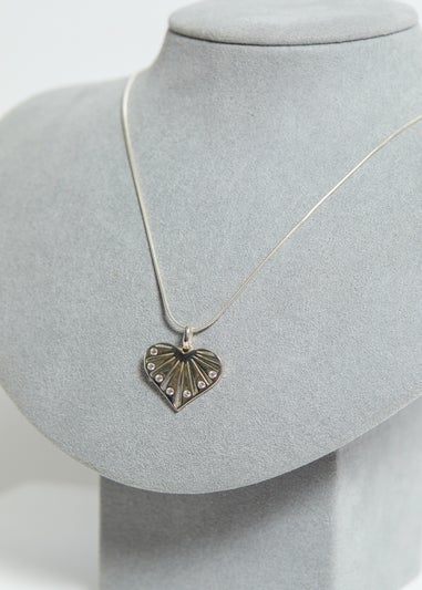 Simply Silver Sterling Silver 925 Cubic Zirconia Cut Out Heart Pendant