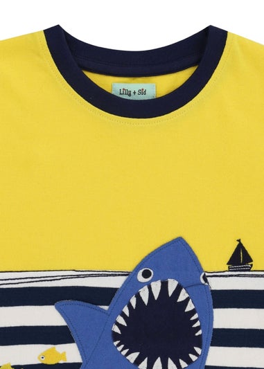 Lilly & Sid Multicoloured Shark In The Sea Applique T-Shirt (0-8 Years)