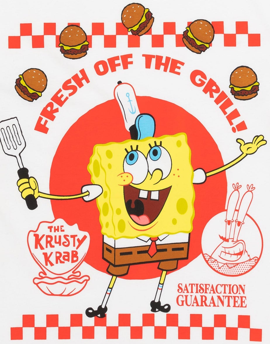 SpongeBob SquarePants White & Grey Fresh Off The Grill Shortie Pyjamas