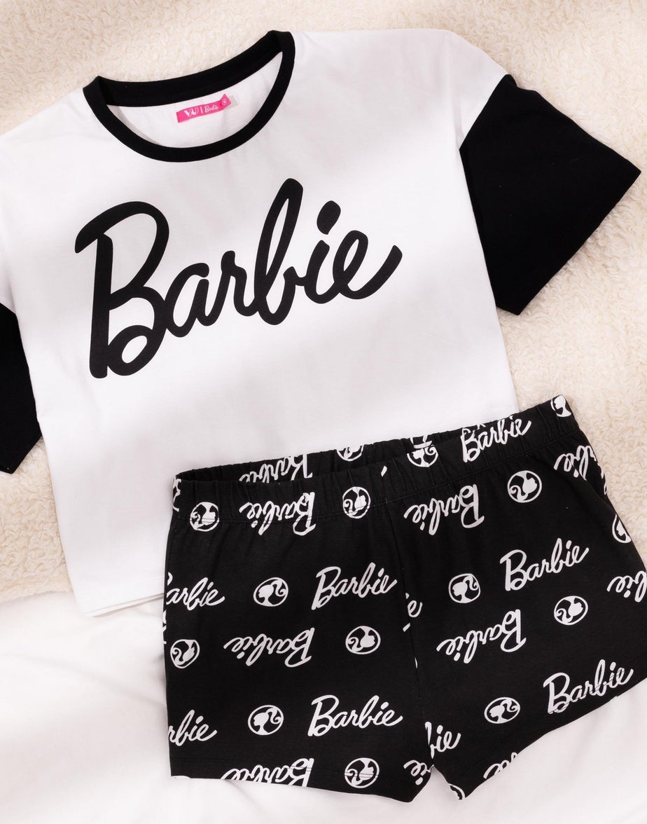 Barbie Black & White Logo Shortie Pyjamas