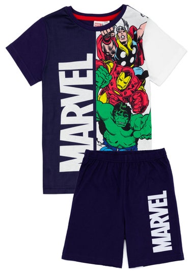 Disney Marvel Avengers Kids Shortie Blue Pyjamas (2-8 Years)