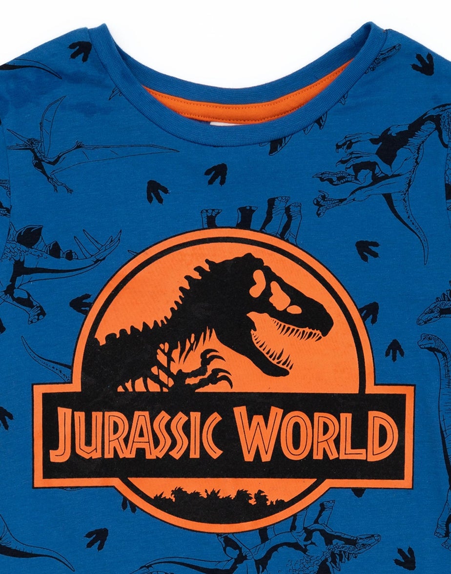Vanilla Underground Jurassic World Kids Blue Shortie Pyjamas (3-10 Years)