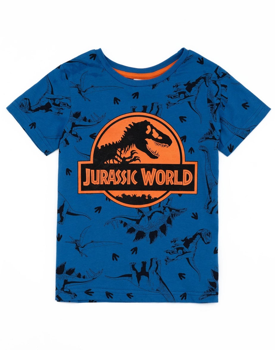 Vanilla Underground Jurassic World Kids Blue Shortie Pyjamas (3-10 Years)