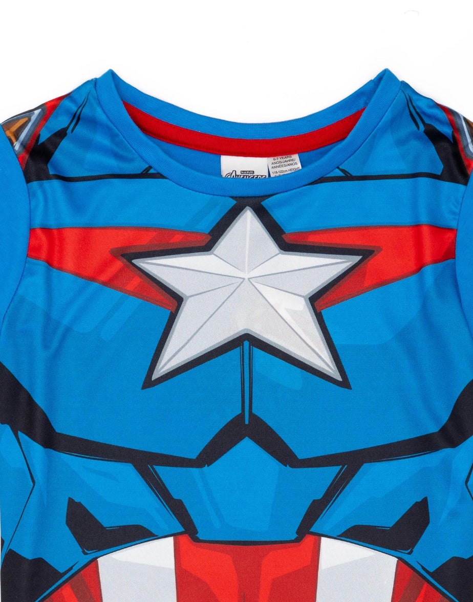 Disney Marvel Captain America Kids Blue Shortie Pyjamas (2-8 Years)